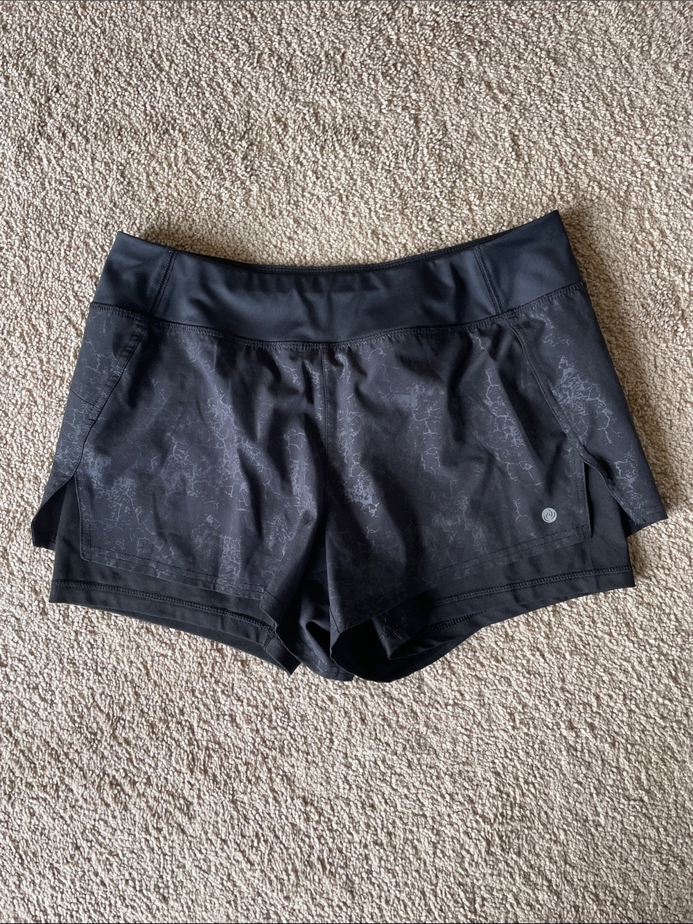 Apana Running Short Black Marbled Athletic Shorts Women's M Compression Layer